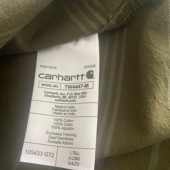 Men’s Carhartt Loose Fit Long Sleeve Plaid Shirt- Green Sz L NWT - Picture 6 of 8
